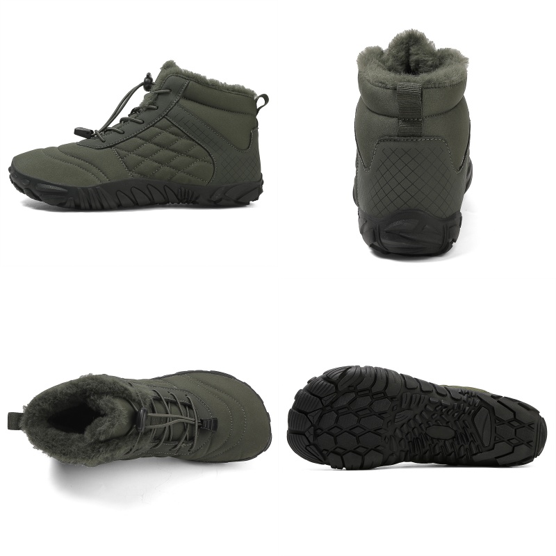 Herre- og dame vinterstøvler med barfodet greb, slip-on varme zero-snestøvler, brede ankelstøvler med tå, minimalistiske vandtætte