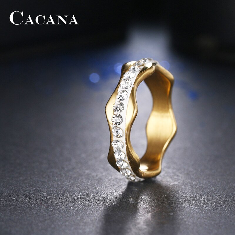 Cacana Rvs Ringen Voor Vrouwen Cz Wave Vorm Sieraden Geen. R86
