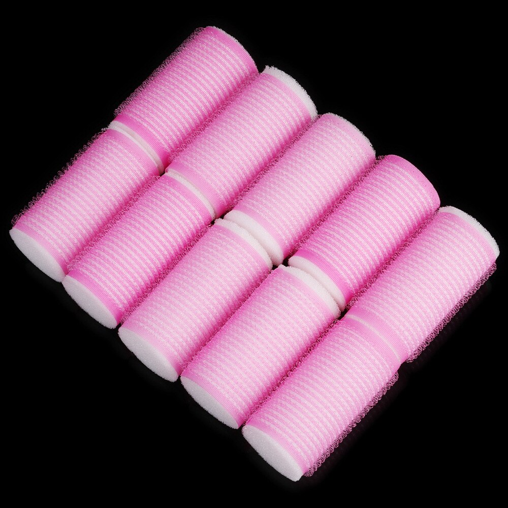 10 unids/set 3cm Ramdom Color plástico Auto adhesivo rulos de pelo de esponja rizador rodillos mágicos peluquería DIY Pro Kit de herramientas