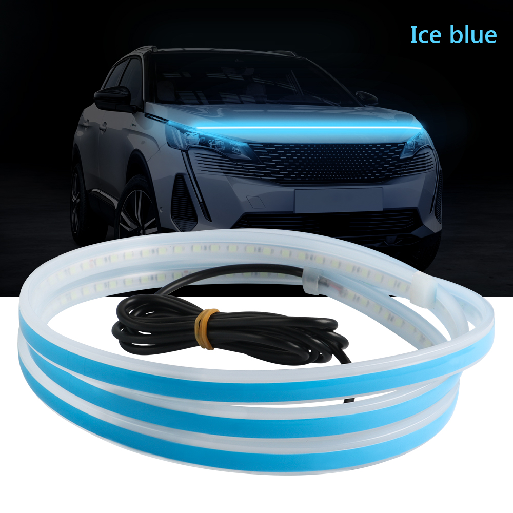 Tira de luces LED para capó de coche, iluminación impermeable para decoración Exterior de coche, faros decorativos, lámpara ambiental Universal de 12V: Cristal azul / 4,5 W