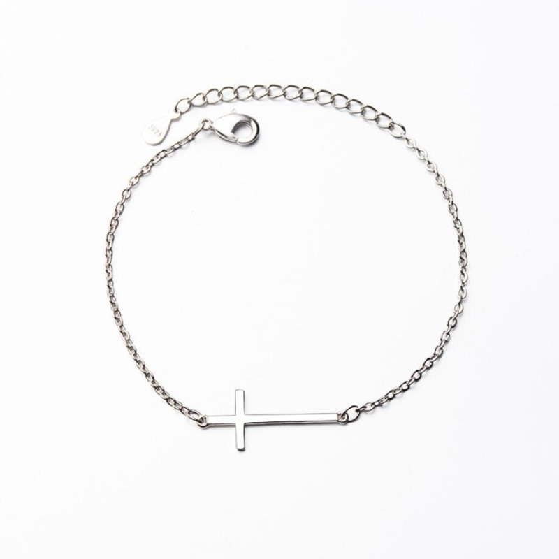 Zool Geheugen Originele Kruis Eenvoudige Delicate Zoete Romantische 925 Sterling Zilver Vrouwelijke Resizable Armbanden SBR143