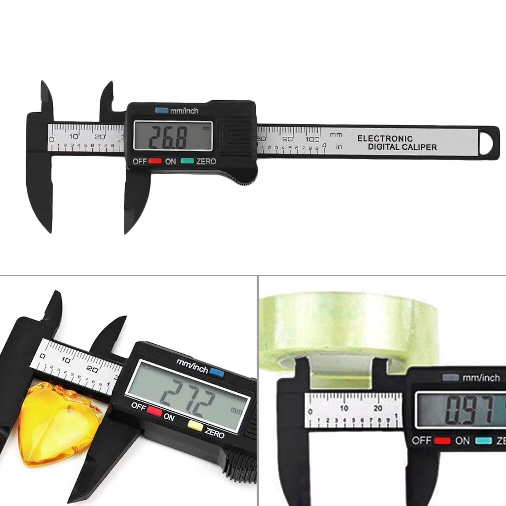 Mini calibrador Digital práctico, herramientas de medición de 0-100mm/0,2mm, compuesto de fibra de carbono MM y pulgadas