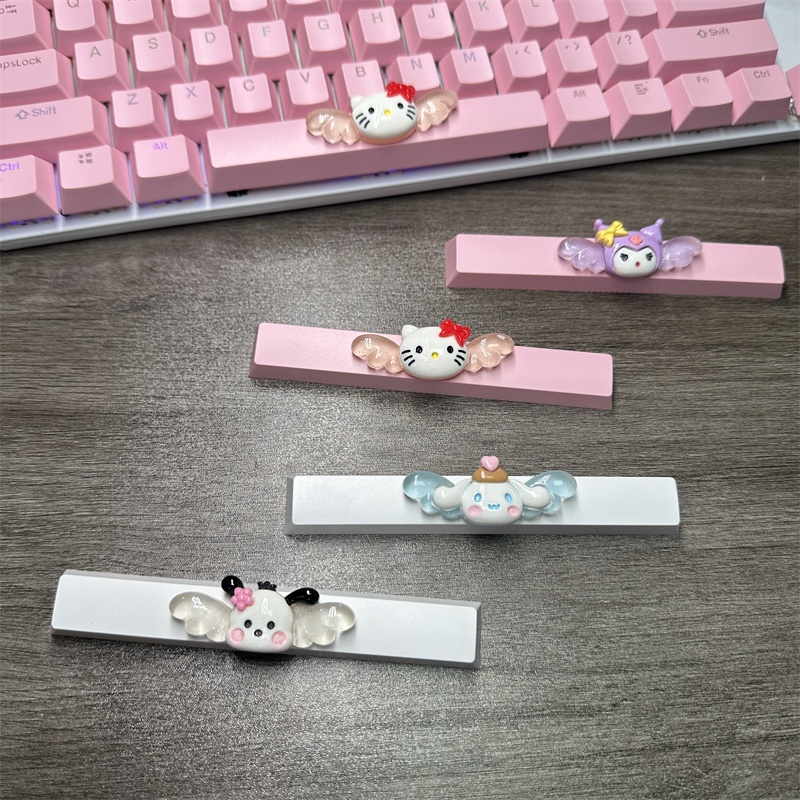 Diy Schattige Cartoon Hello Kt Kuromi Keycap 6.25u Spatiebalk Gaming Mechanisch Toetsenbord Cross Axis Roze Witte Keycap 2.75 Shift Keycap