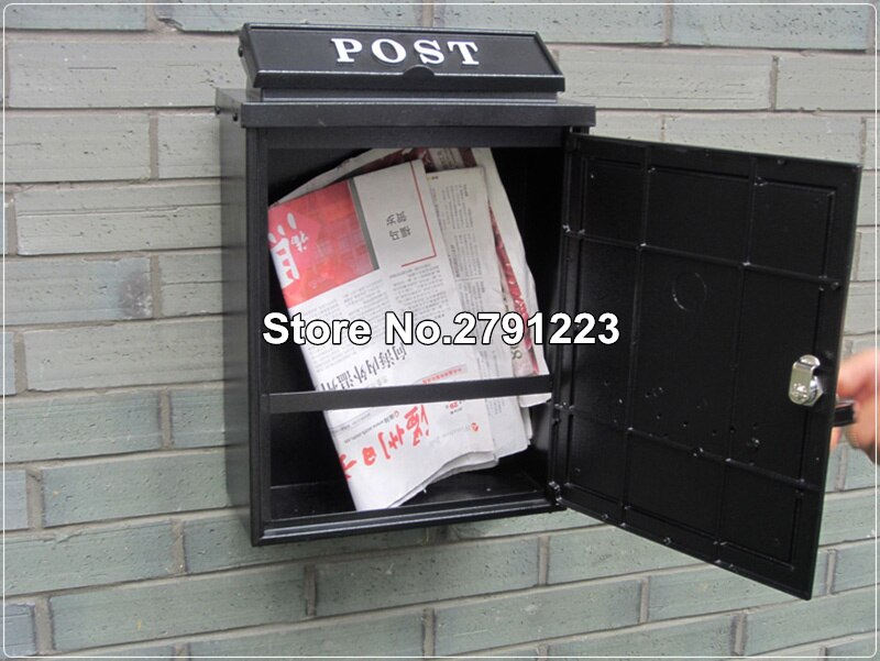 Retro amerikansk pastoral vægmonteret postkasse stor brevkasse udendørs aflåselig sikker postpost støbt aluminium postkasse postkasse