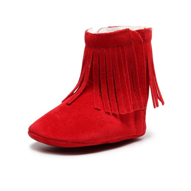 Baby Snow Boots Newborn Baby Girl Boy Kids Solid Fringe Shoes Infant Toddler Soft Soled Anti-slip Boots 0-24M: E / 0-6M