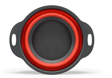 Pieghevole del silicone filtro Ciotola di Campeggio Esterna Stoviglie Frutta Verdura Cesto di Lavaggio Drainning Colino Portatile Da Viaggio Pentolame e Utensili per cucinare: rosso Plate L