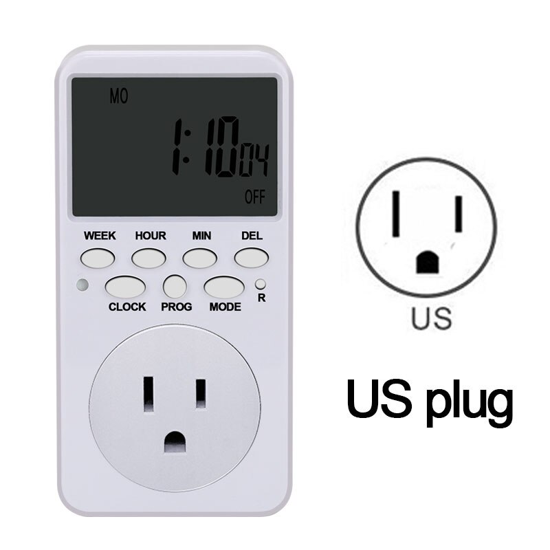Eu us plug elektronische digitale tijdschakelaar tijdrelais 230v keukentimer 12/24 uur programmeerbare timer stopcontact schakelaar controller: Ons stekker