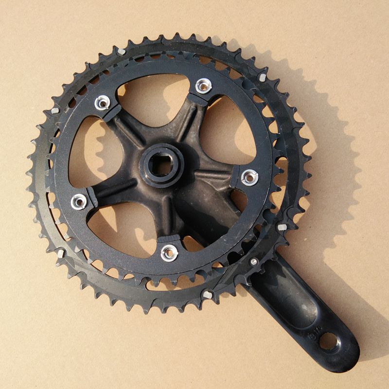 Fiets crankstel 42/52t biplate kettingblad 170 vierkante gaten crank compatibel met 7/8/9/ speed racefiets vouwfiets bmx crank tandwiel