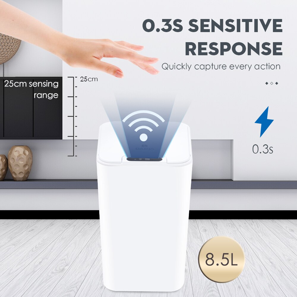 Elektrisk automatisk sensor 12l stor kapacitet skraldespand til hvidt køkken badeværelse smart toilet skraldespand skraldespand