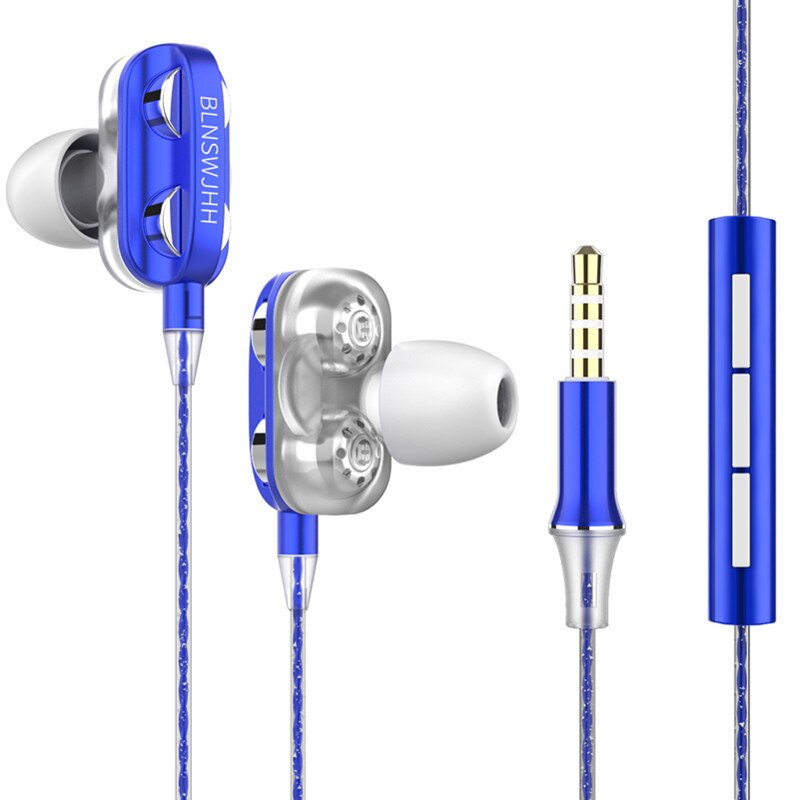 Nuovo Stile In-ear Cuffie Illecito Modello di Doppia Bobina mobile Due Altoparlanti con il Grano di Identificazione Intelligente Filo di Messa a Punto: A4 Unilateral Tuning Version Blue  Bag  