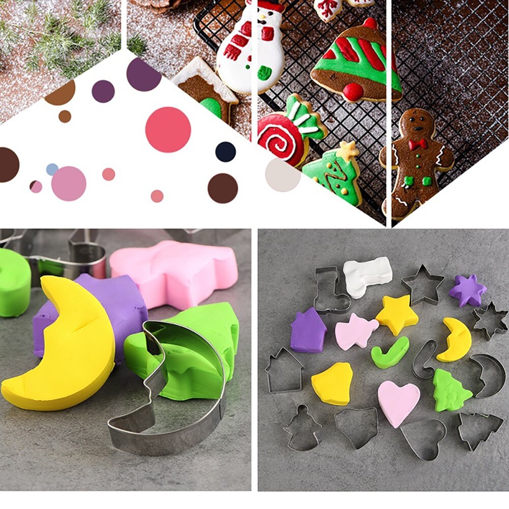 10Pcs Kerst Rvs Fondant Cakevorm Cookie Cutter Bakken Tool