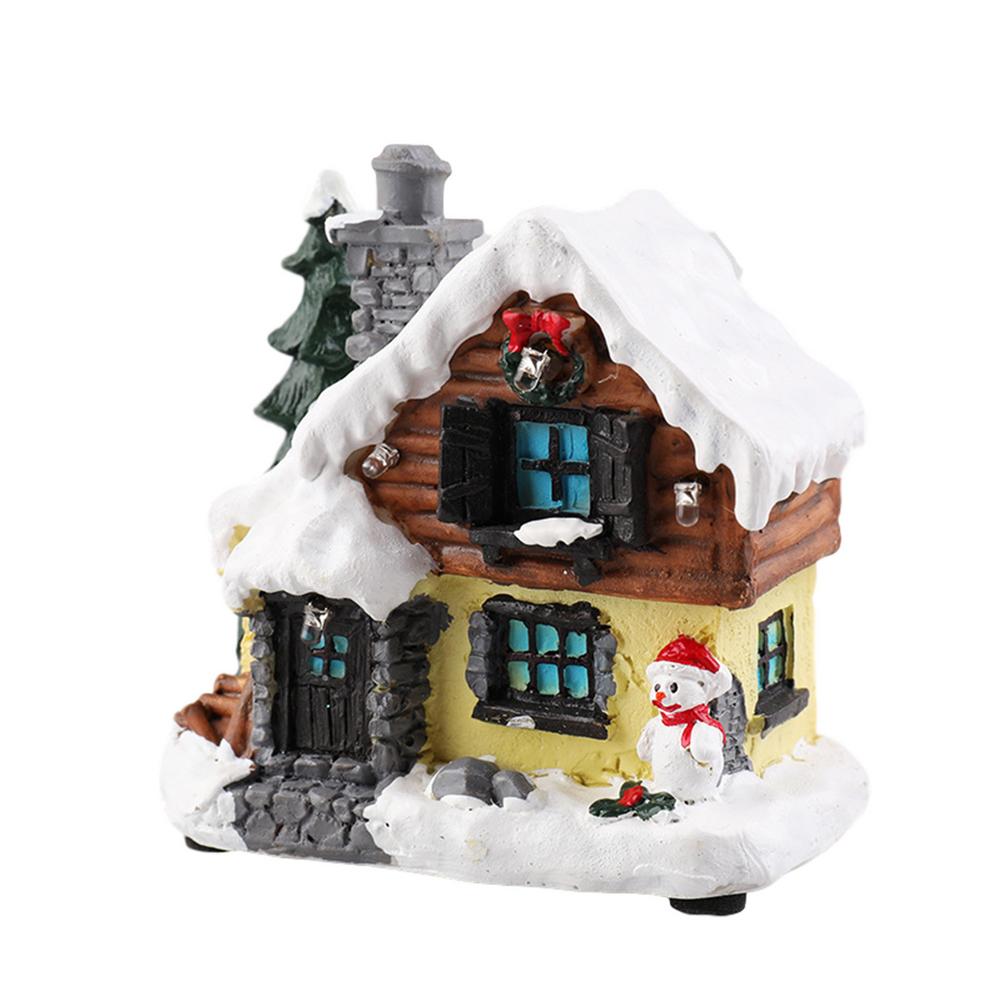 Christmas Decorations Lighthouse Christmas Scene Village Houses Town With Warm White Dream European Style Snow House Kids 1