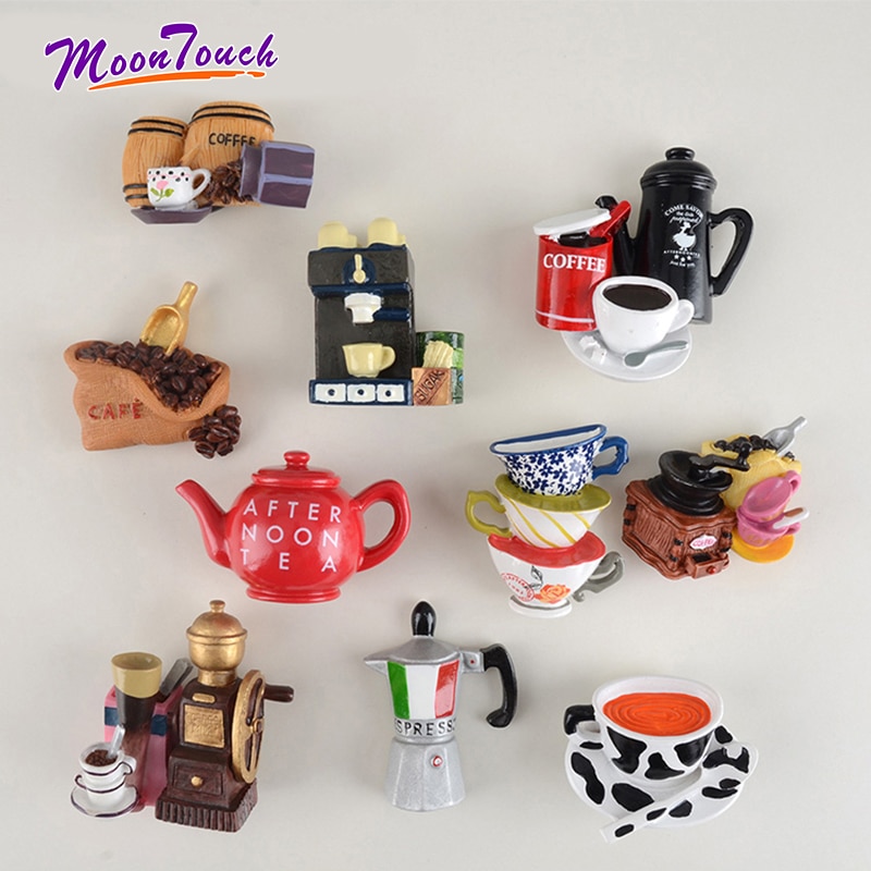 Accessoires créatifs pour café en 3D | Aimant pour réfrigérateur, dessin animé Moka, Pot de café en forme de tasse, Note magnétique, décoration par absorption et absorption