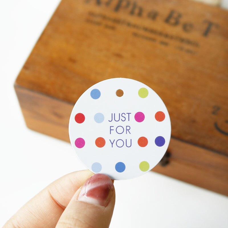 Etiquetas de de papel de puntos coloridos, joyería hecha a mano, Charms, etiqueta de boda, precio redondo, Insumos para envolver , 100 Uds.