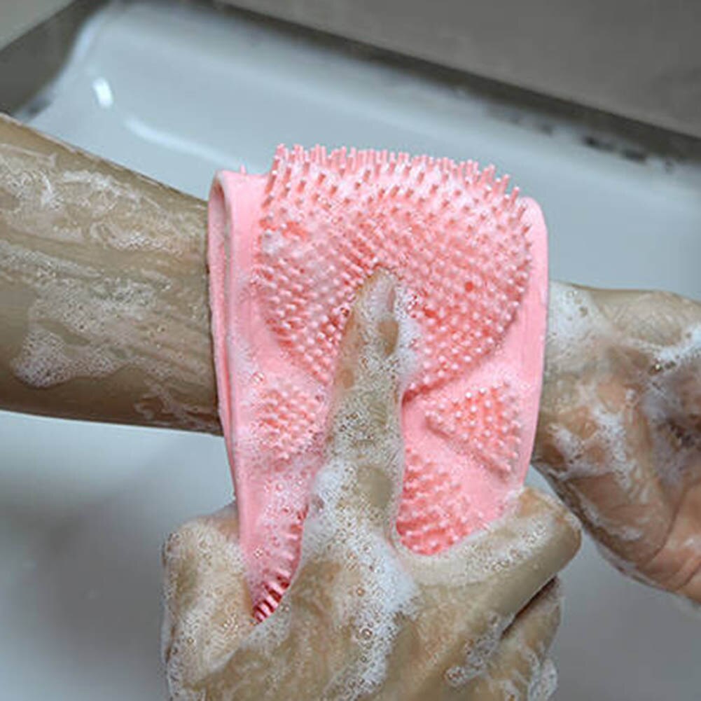 Double-Side Siliconen Bad Borstel Wassen Scrub Body Massage Douche Scrubber