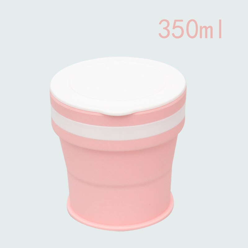 170/270/350ml Folding Silicone Draagbare Siliconen Telescopische Drinken Inklapbare koffie cup vouwen silica cup met Deksels reizen: 350ml Pink