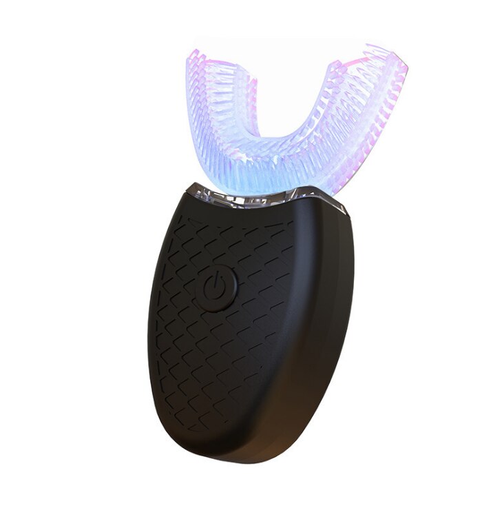 360 grad Automatische Schall- Elektrische Zahnbürste Silikon Elektronische Zahn Pinsel USB Aufladbare 4 Modi Blau Licht Zähne Reiniger: Schwarz