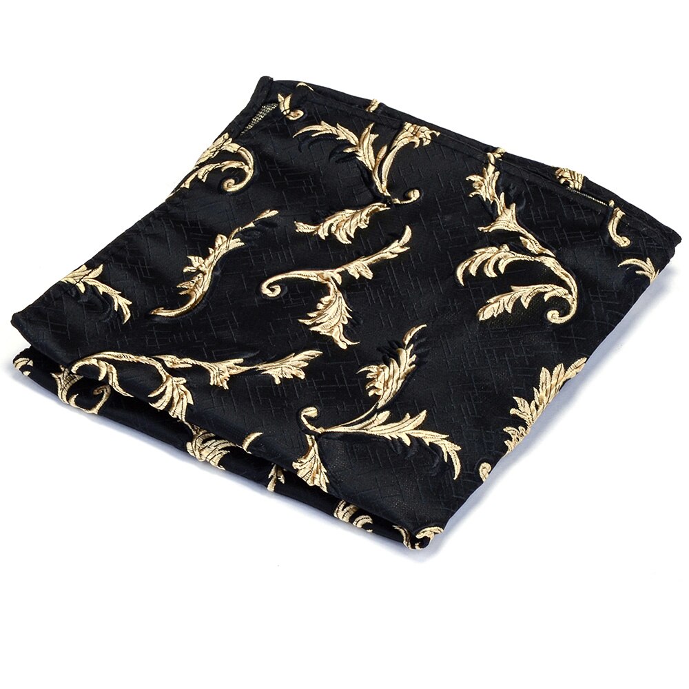 Mouchoir de luxe en soie fait main pour hommes vert noir Jacquard à fleurs Hanky pour poche de fête d'affaires serviette de poitrine carrée