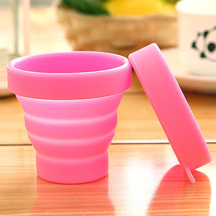 Portable Silicone Telescopic Drinking Collapsible Folding Cup Travel Camping Folding Outdoor Retractable Coffee Water Tooth Bug: Pink