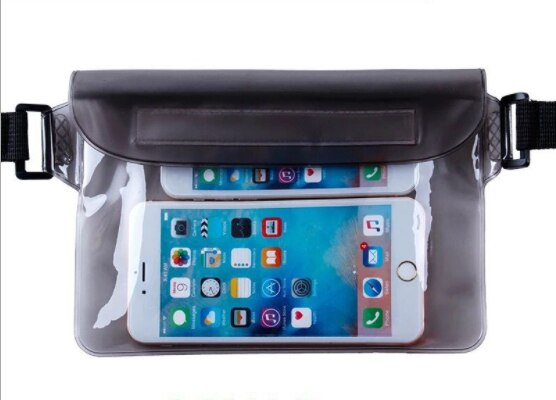 Bolsa impermeable de pvc para exteriores, bolsas de cintura para acampar, escalada, senderismo, deporte, funda bolsa seca con correa para el hombro en la cintura: Color negro