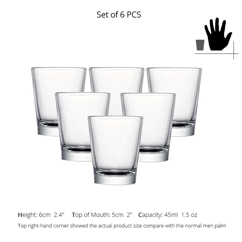 6 Pack Machine Made Lead Free Glass Shot Glasses Set for Vokda Liquor Baijiu Glass Friends Party Wedding Bar Tools: 45ML ST105