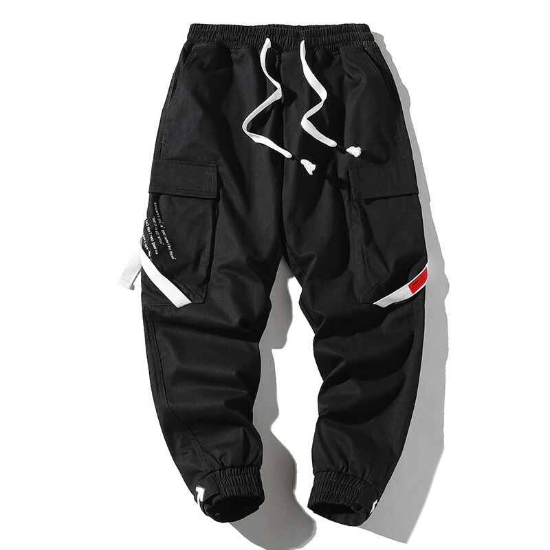 Harajuku Japanese Joggers Harem Pants Cotton Cargo Pants Hip Hop Joggers Sweatpants Streetwear Men: XXXL / black