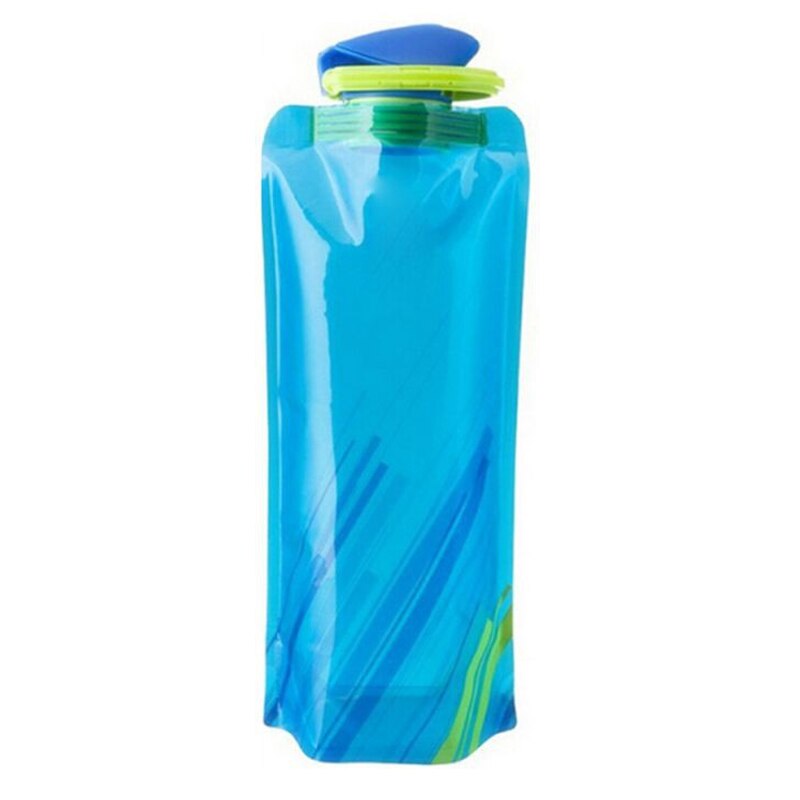 Opvouwbare Zacht Water Zak 700Ml Herbruikbare Draagbare Ultra-Licht Outdoor Sport Wandelen Camping Vervoer Water Zakken: Blue
