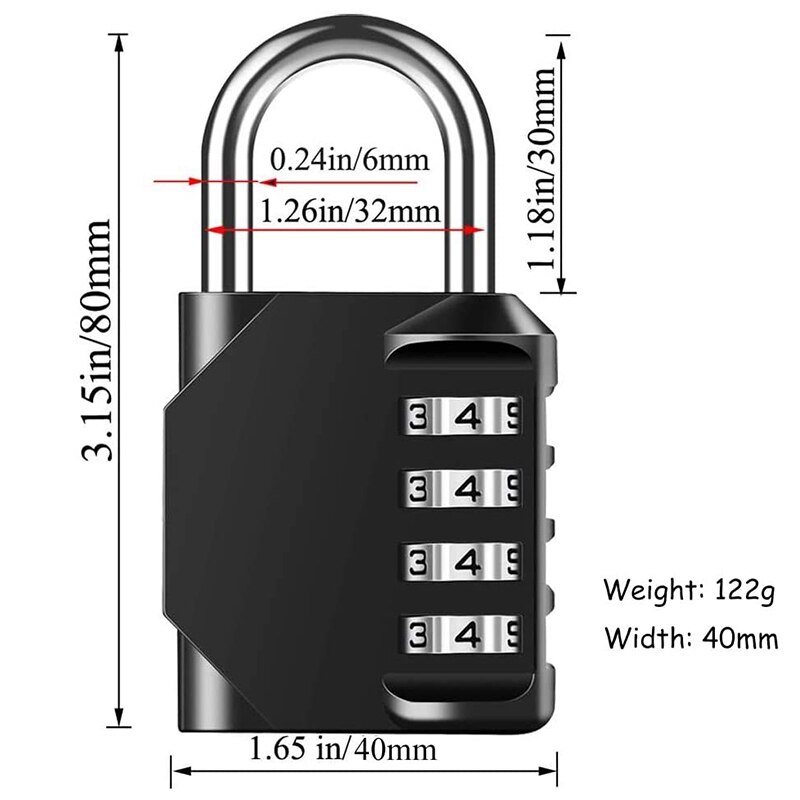 3 PCS Combination Padlock cut resistance Lock Waterproof 4-Digit Combination Lock for Door School, Gym, Outdoor Shed Locker
