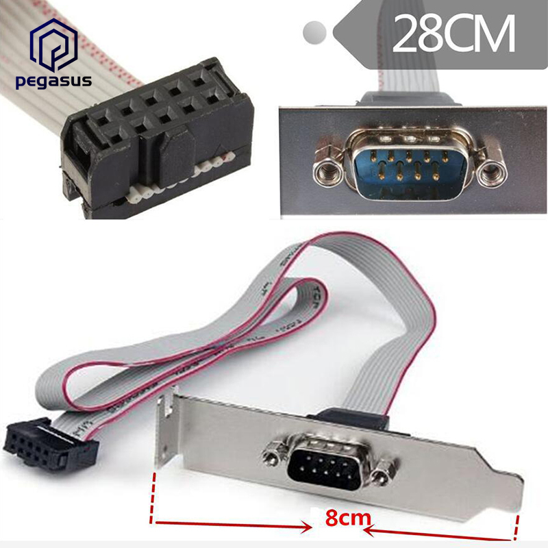 28cm 1 Port RS232 DB9 Serial Bracket to 10 Pin Header - Low Profile (PLATE9M16LP) Low-Profile Bracket