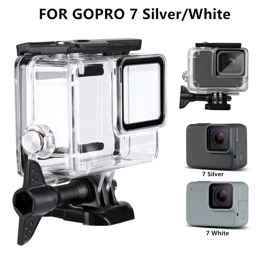 Funda impermeable para GoPro Hero 7, carcasa protectora blanca y plateada de 60m, carcasa para buceo subacuático, Cámara de Acción Go Pro Hero 7