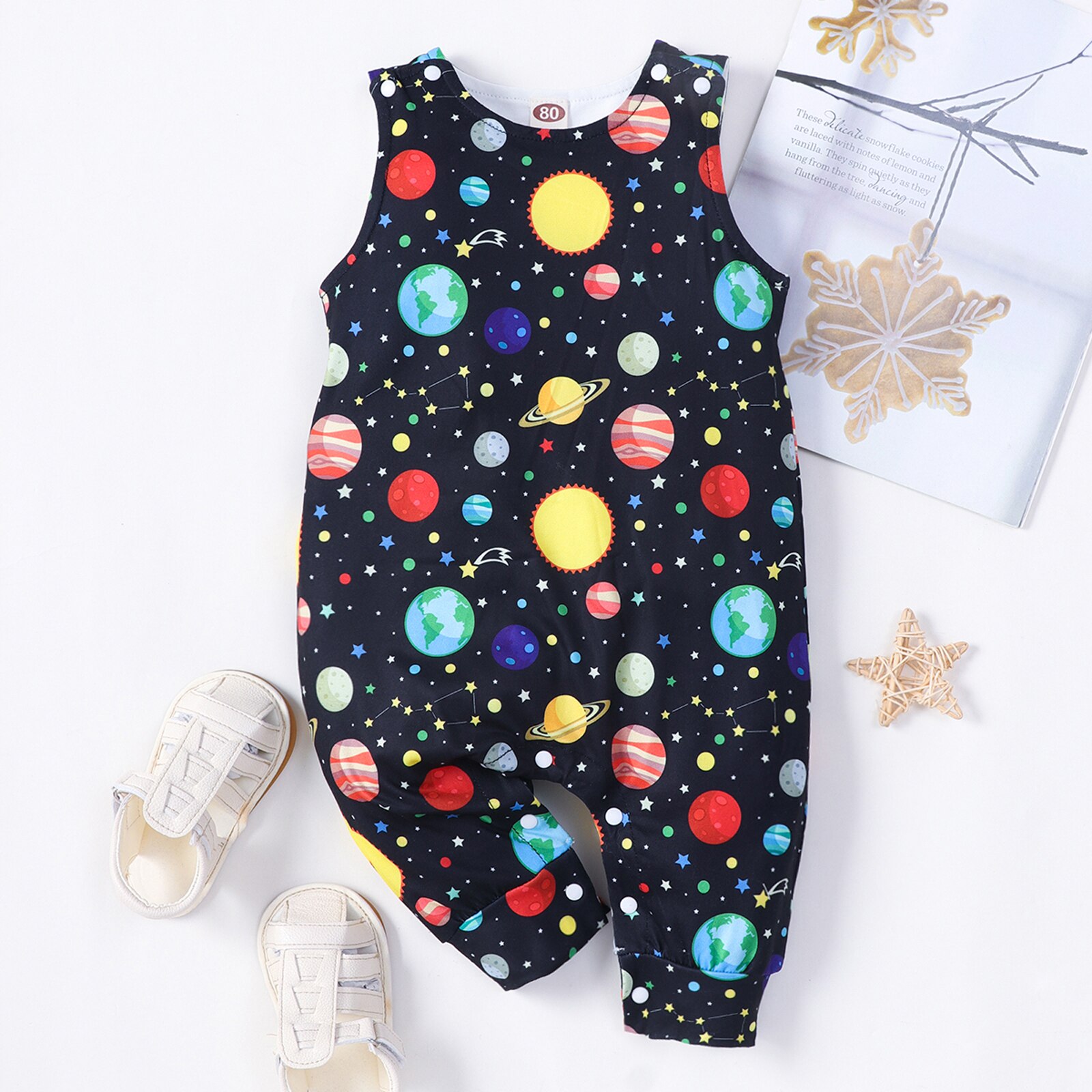 Citgeett Sommer Kleinkind Baby Jungen Mädchen Ärmellose Gesamt Karikatur drucken Strampler lässig Kleidung