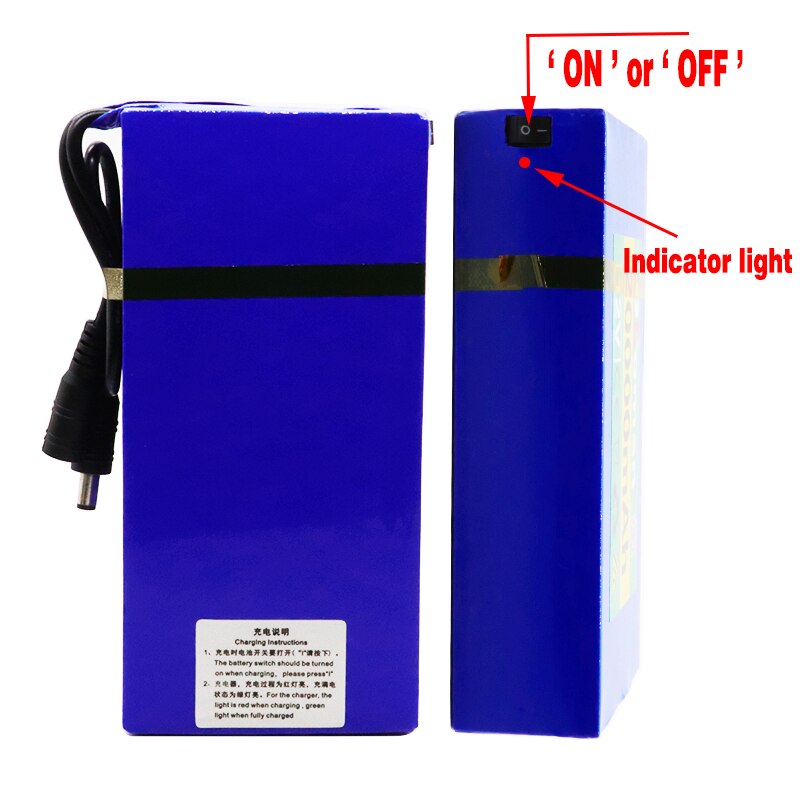 Super Rechargeable Portable Lithium-ion Battery DC 12V 20000mAh With US or EU Plug 12.6v 20Ah battery pack+charger