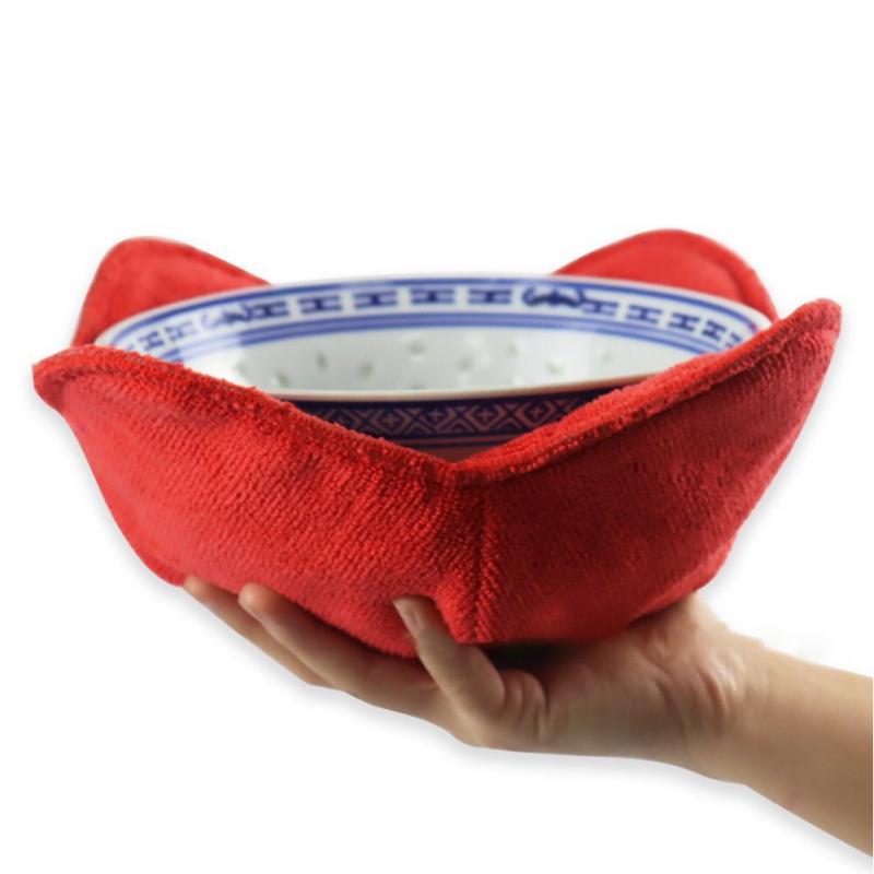 Microwave Safe Bowl Holder to Keep Your Hands Cool and Your Meal Warm Heat Resistant Bowl Cozies for Soup Rice Pasta Bowls: Red