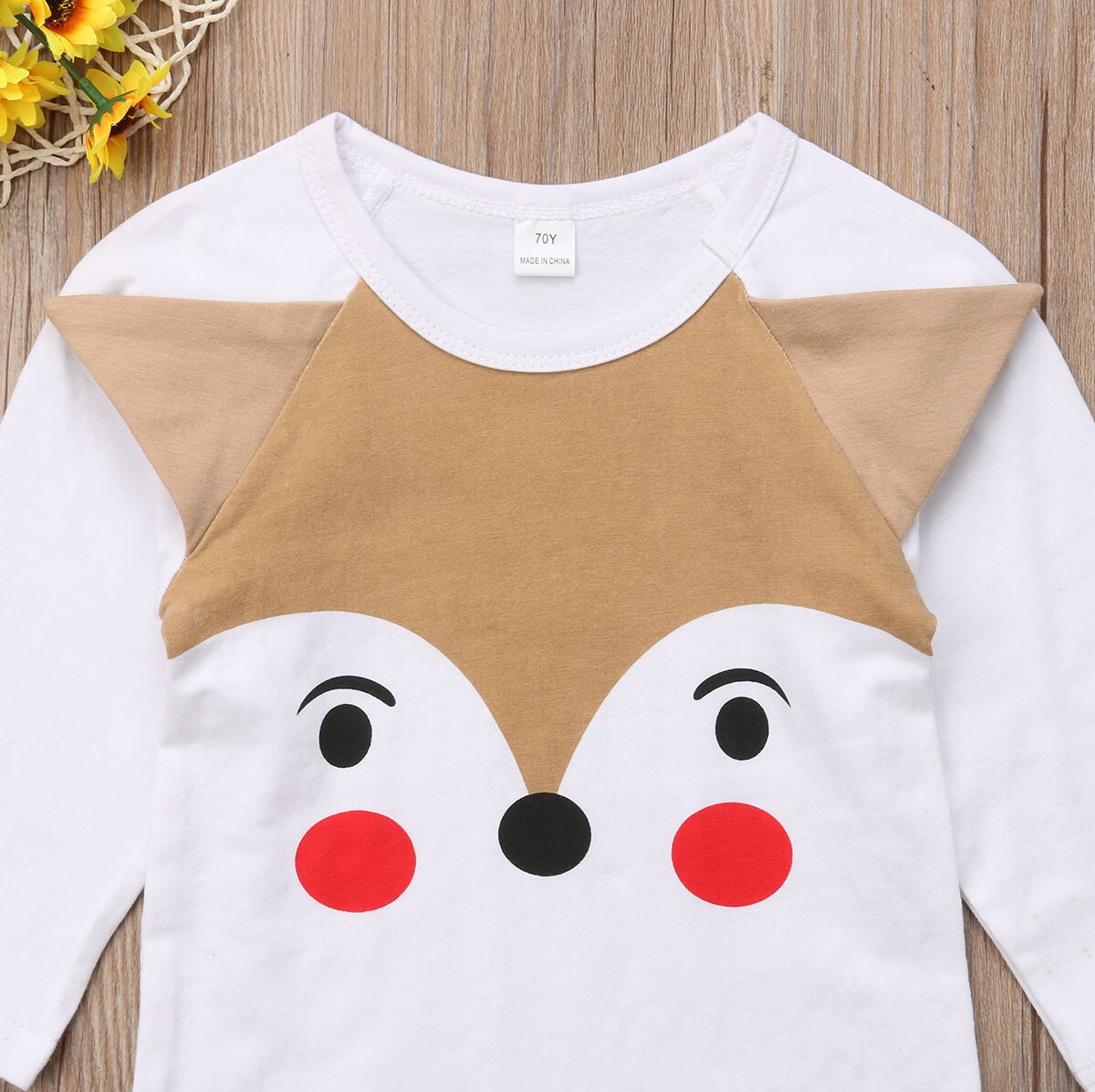 Brand Newborn Infant Baby Girl Boy Bodysuit Long Sleeve Cartoon 3D Ears White Cotton Jumpsuits Outfit Autumn 0-24M