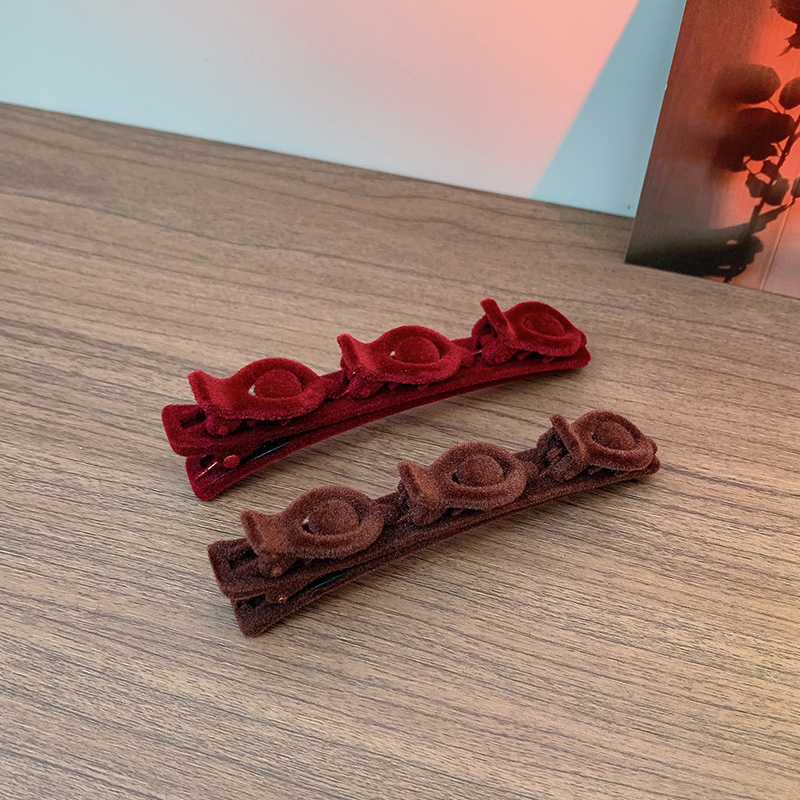 Pinza para el pelo flocada, trenza para el pelo, flequillo lateral, horquilla, Clips decorativos, soporte para el cabello roto, pasadores, pasador, accesorios para el cabello: Negro