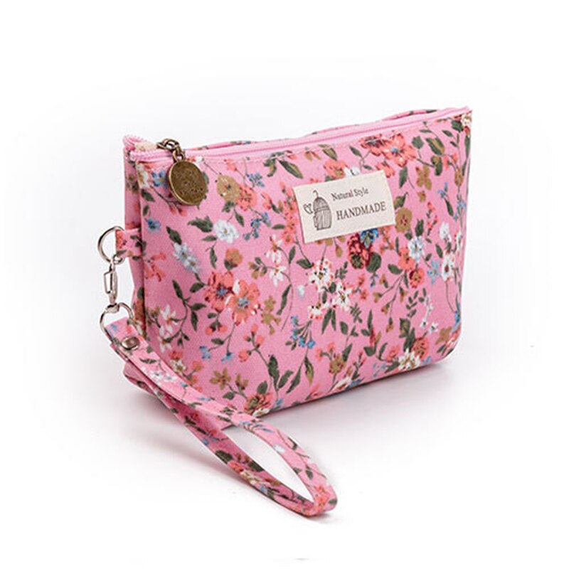 Bolsa de viaje para maquillaje PURDORED, 1 unidad, portátil, con estampado 3D de flores, bolsa de viaje para mujer, neceser de aseo personal, bolsa