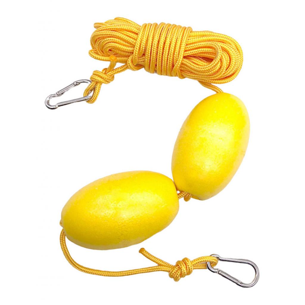 30ft Kayak Tow Rope Throw Anchor Line Cord Dual Floats Clips Accessories