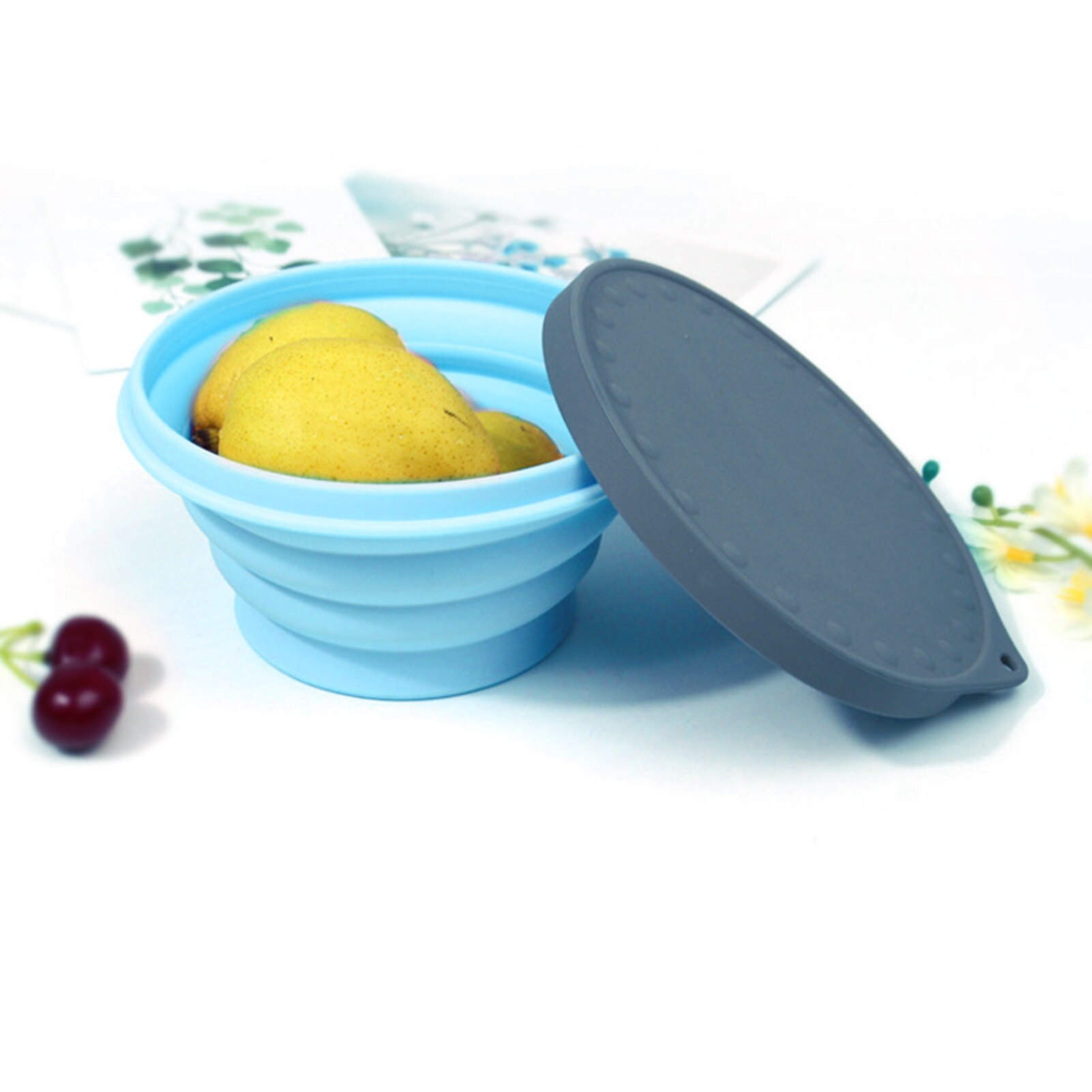 Vaisselle pliable en Silicone, récipient alimentaire Portable, plat à salade, Camping voyage bol de nourriture en plein air pour la cuisine