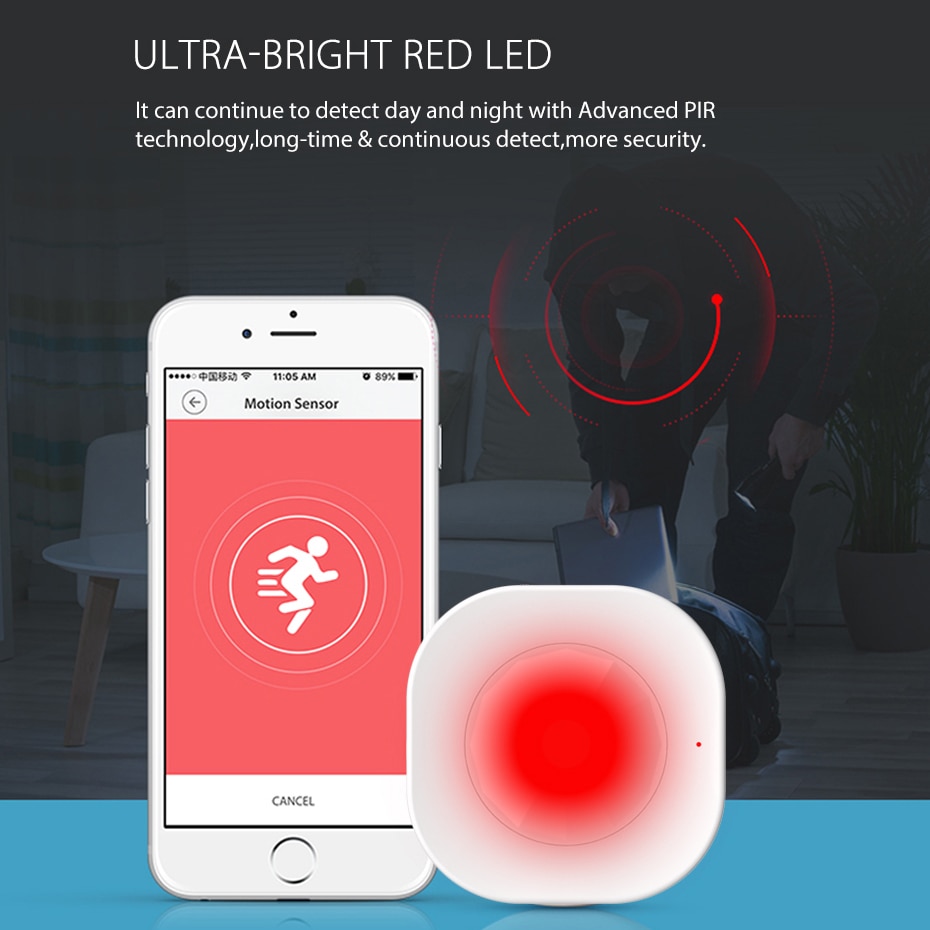 AVATTO WiFi inteligente Sensor de movimiento PIR infrarrojos pasivos Detector de alarma antirrobo de seguridad Sensor de vida inteligente aplicación de Control inteligente de casa