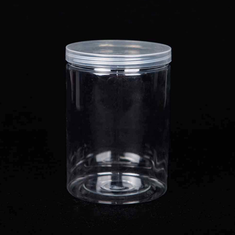 Plastic Packing Bottle PET Transparent Empty Seal Bottles Circular Bucket Storage Biscuit Jar Food Grade Seal Tank Container