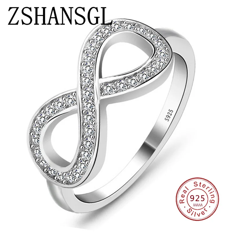 Cz Infinity Endless Love Claddagh 8 Shape 925 Sterling Silver Rings for Women Silver Filled Jewelry Anel Feminino