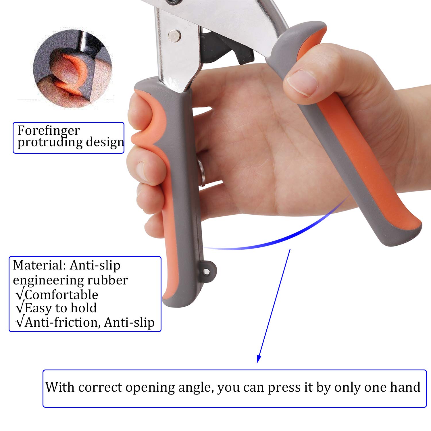 10.5mm Grommet Tool Kit Handheld Hole Punch Pliers Portable Grommet Hand Press Machine Manual Puncher w/ Silver Grommets Set