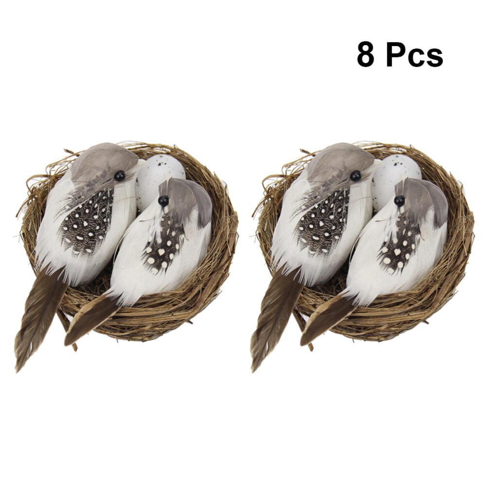 8 sztuk wielkanocna dekoracja domowa sztuczny ptak gniazdo ozdoba Model ptaka gniazdo robić jaj ptasich zestaw (2 sztuk gniazdo ptaka, 4 sztuk ptaki, 2 sztuk ptak np.