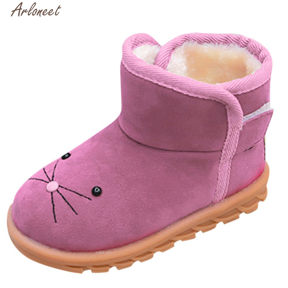 1 Pair Baby Girl Boots Baby Girl Rainbow Bowknot Soft Sole Snow Boots Soft Crib Shoes Toddler Winter Boots Bota Infantil: 18-24M