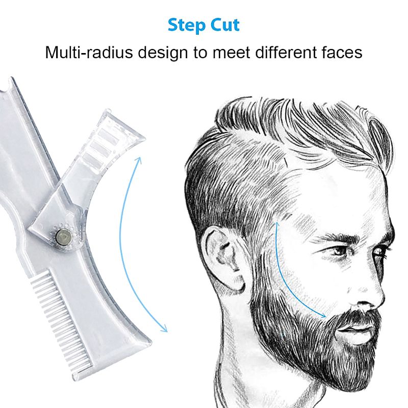 Beard Styling Template Stencil Hair Beard Comb for Men Lightweight and Flexible Fits All-In-One Beard Shaping Tool