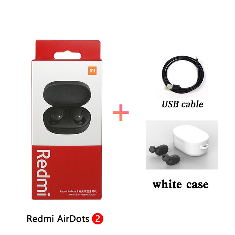 Xiaomi Redmi Airdots 2 Xiaomi Auricolari Pro 2 Tws Trasduttore Auricolare Senza Fili Bluetooth 5.0 Stereo Cuffie di Comandi Vocali Auto Link Con mic: white case cable