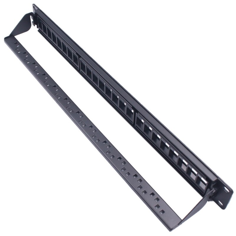 1U Cabinet Pass-Through 24 Port CAT6 Patch Panel RJ45 Connector Network Cable Adapter Keystone Jack Frame