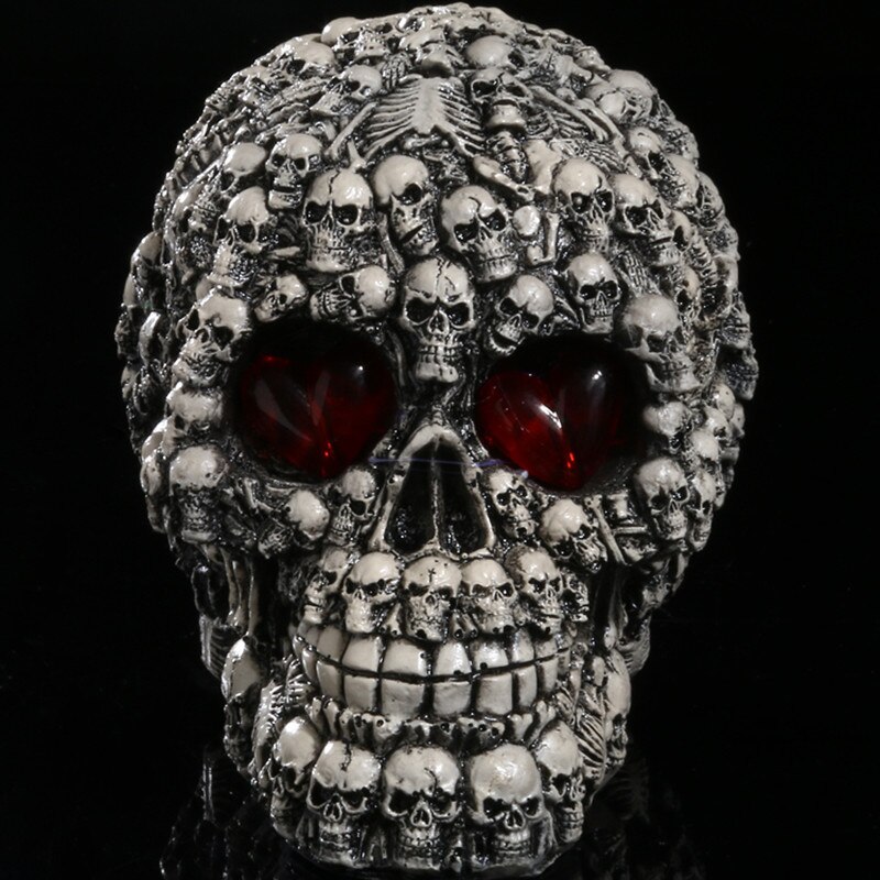 Figuras de cabeza de calavera de resina con ojos LED, escultura de calavera de demonio, decoración del hogar, artesanía, de Halloween: Style 1
