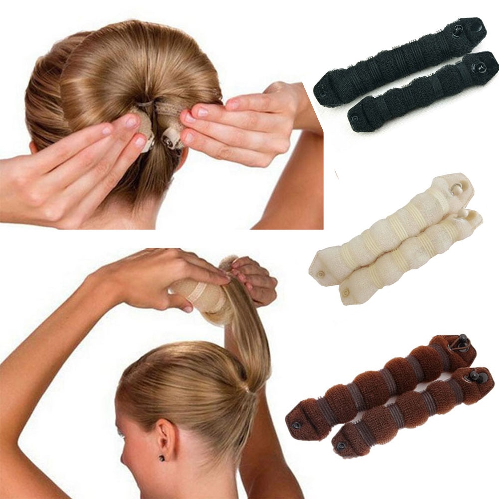 2pcs Practical Sponge Hair Styling Device Donut Bun Maker Chrismas Magic Easy Using Hairdisk Former Ring Shaper Styler Tools
