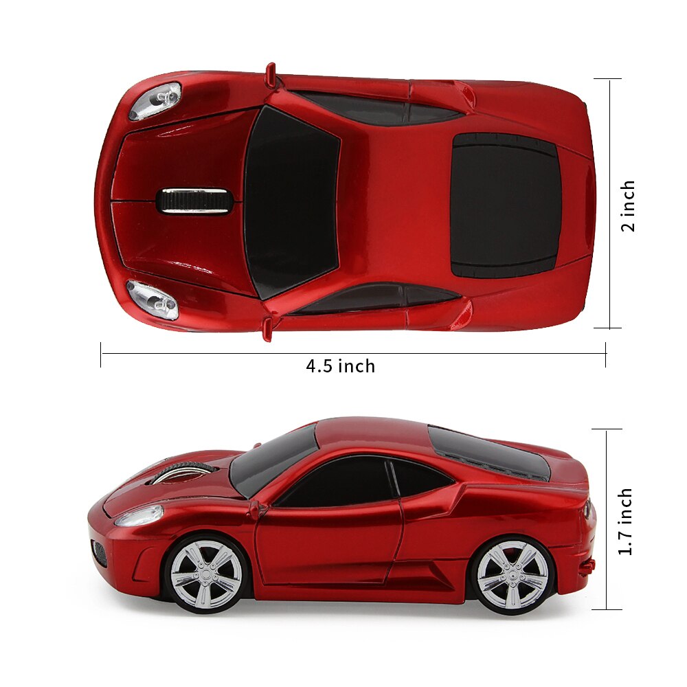 CHYI-ratón inalámbrico con forma de coche, dispositivo de 2,4 Ghz, Mini, ergonómico, Usb, 3d de dibujos animados, LED, para el coche, para ordenador portátil